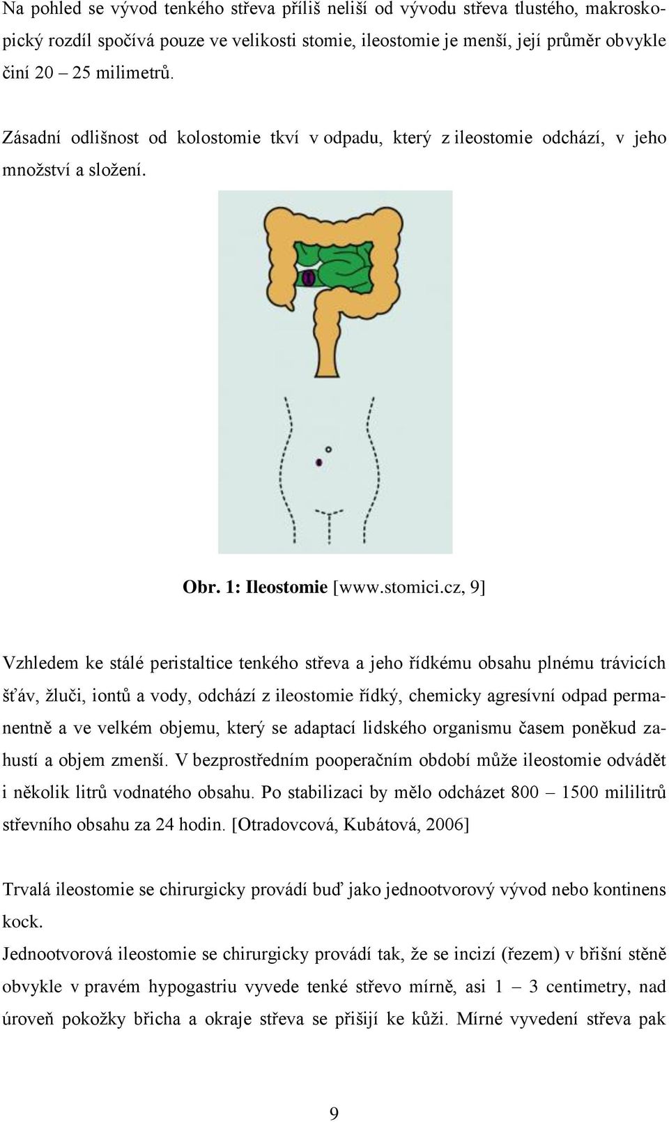 cz, 9] Vzhledem ke stálé peristaltice tenkého střeva a jeho řídkému obsahu plnému trávicích šťáv, žluči, iontů a vody, odchází z ileostomie řídký, chemicky agresívní odpad permanentně a ve velkém