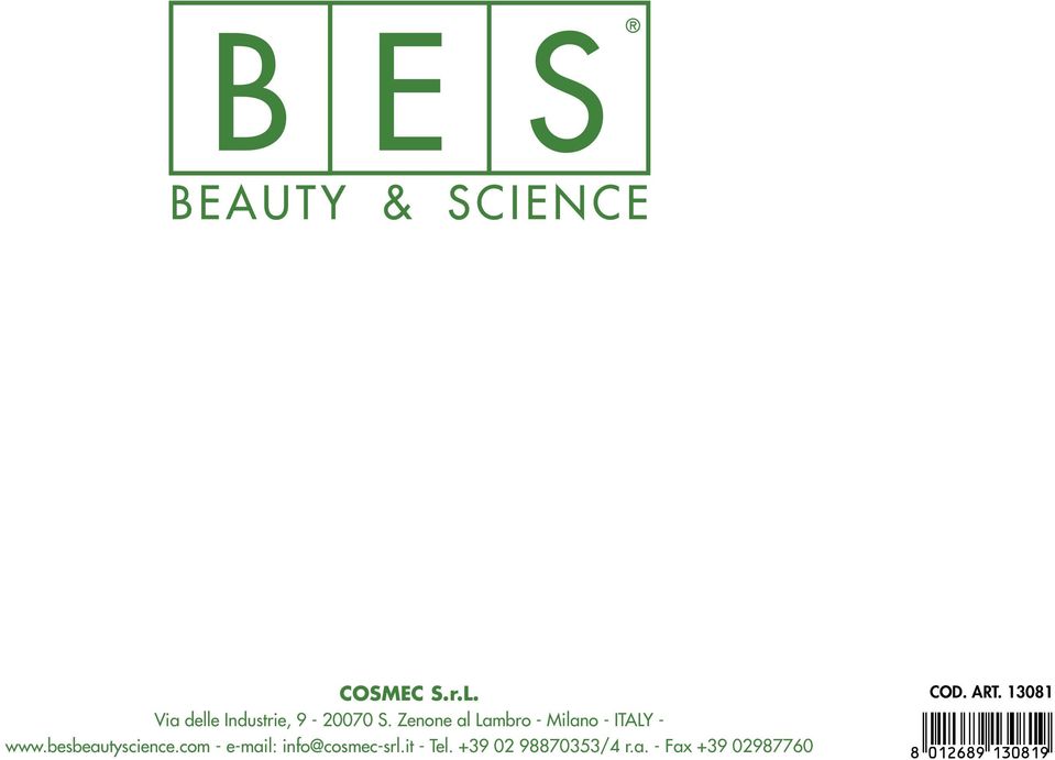 besbeautyscience.com - e-mail: info@cosmec-srl.