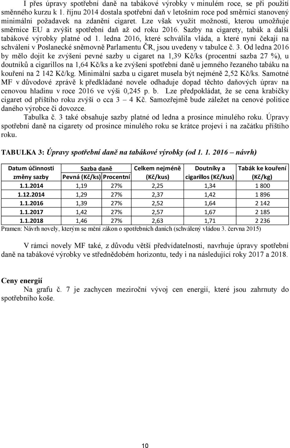 Lze však využít možnosti, kterou umožňuje směrnice EU a zvýšit spotřební daň až od roku 2016. Sazby na cigarety, tabák a další tabákové výrobky platné od 1.