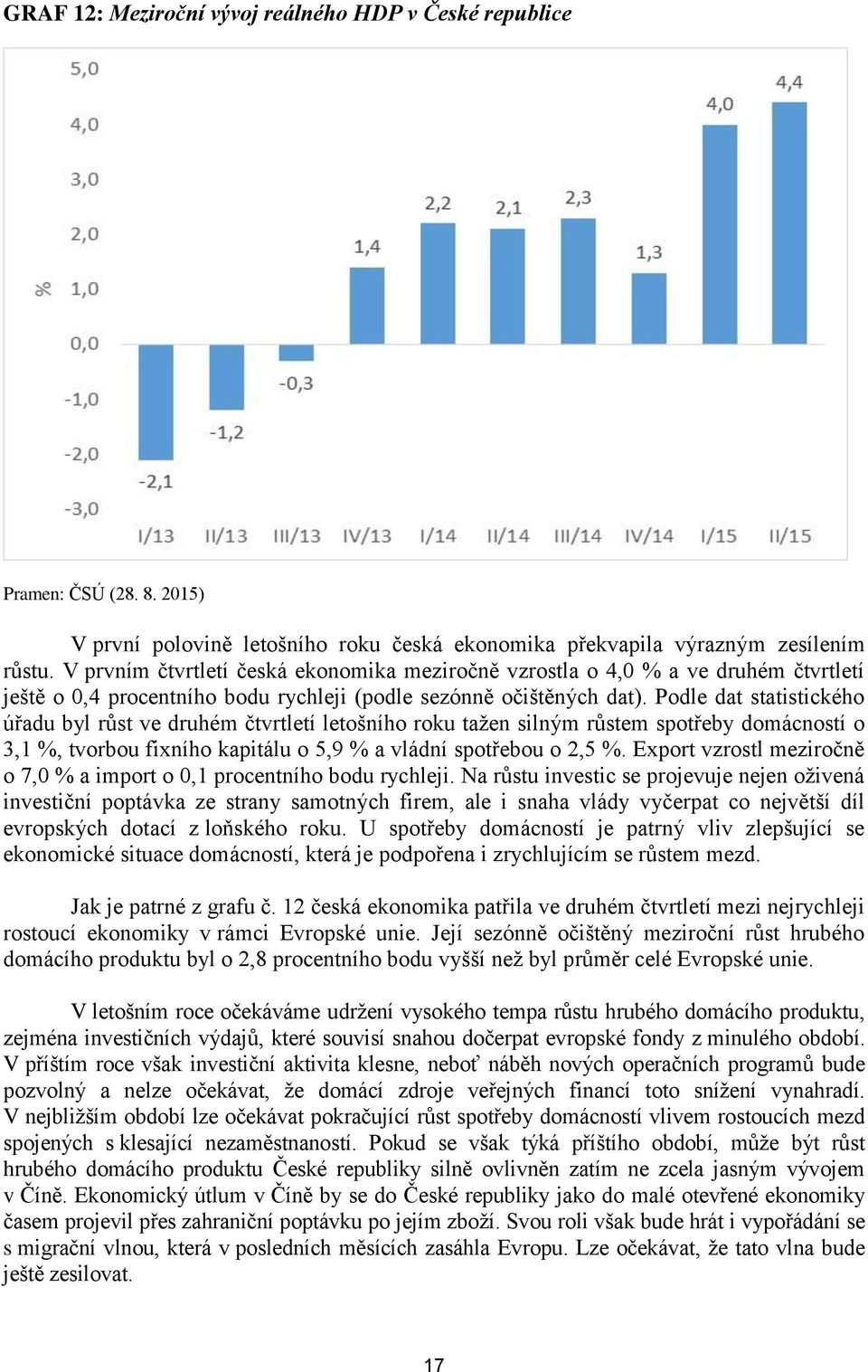 Podle dat statistického úřadu byl růst ve druhém čtvrtletí letošního roku tažen silným růstem spotřeby domácností o 3,1 %, tvorbou fixního kapitálu o 5,9 % a vládní spotřebou o 2,5 %.