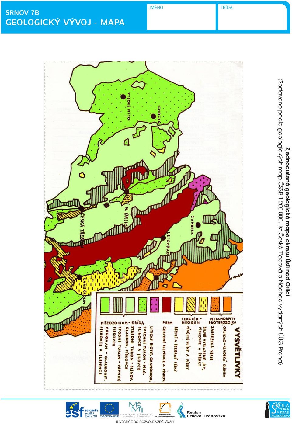 okresu Ústí nad Orlicí (Sestaveno podle geologických map ČSSR 1.