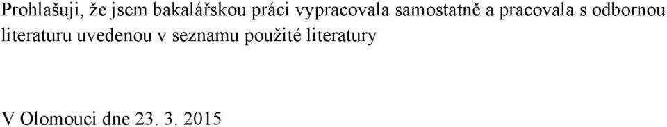 odbornou literaturu uvedenou v seznamu