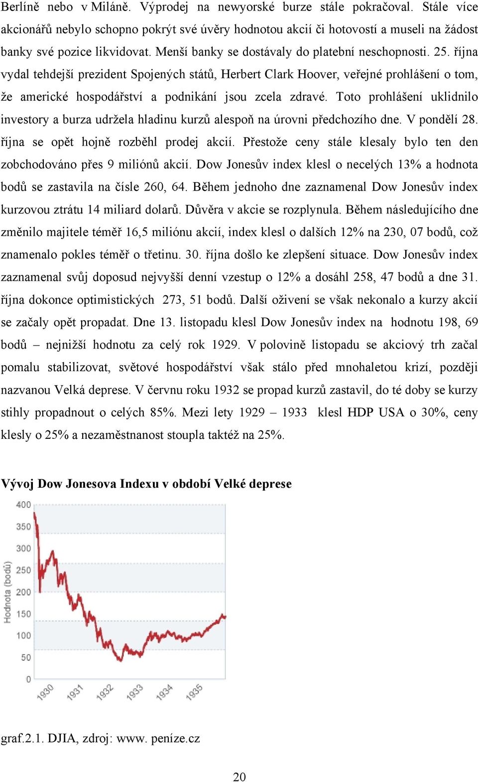 října vydal tehdejší prezident Spojených států, Herbert Clark Hoover, veřejné prohlášení o tom, že americké hospodářství a podnikání jsou zcela zdravé.