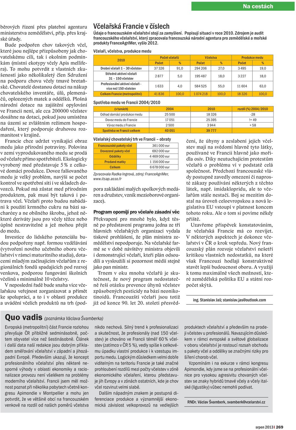 Včelaři, včelstva, produkce medu 2010 Počet včelařů Včelstva Produkce medu Počet % Počet % Počet % Drobní včelaři 1 30 včelstev 37 326 91,0 294 206 27,0 3 495 19,0 Středně aktivní včelaři 31 150