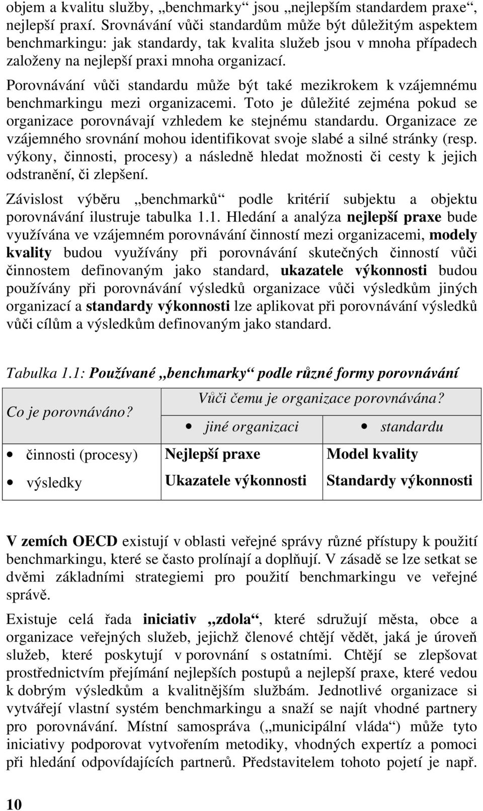 Porovnávání vůči standardu může být také mezikrokem k vzájemnému benchmarkingu mezi organizacemi. Toto je důležité zejména pokud se organizace porovnávají vzhledem ke stejnému standardu.