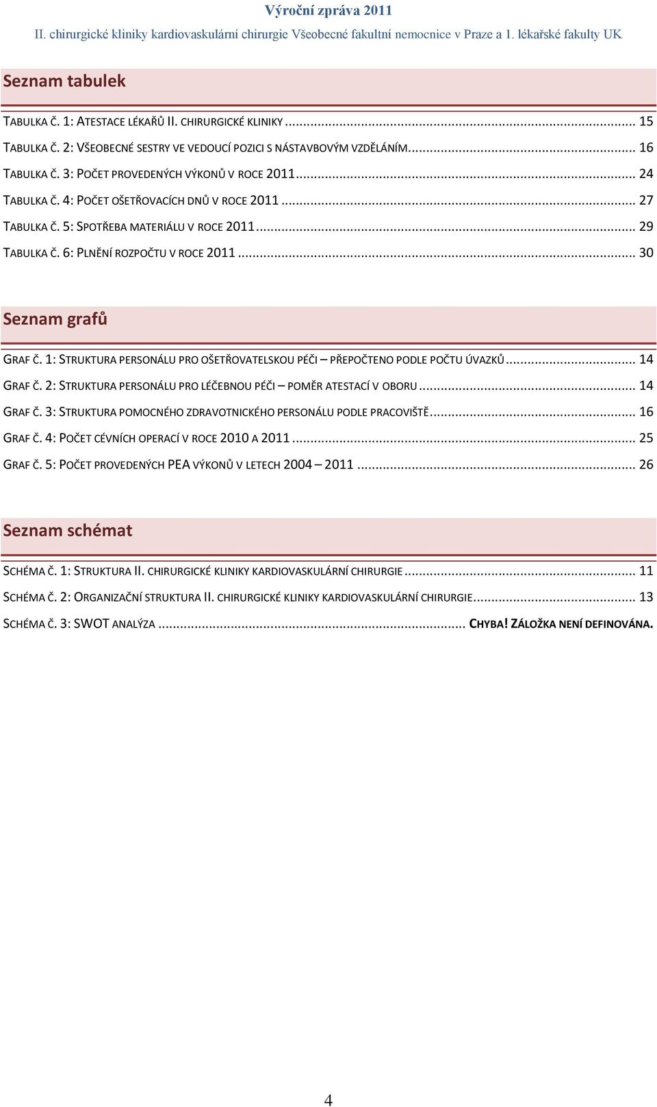 .. 30 Seznam grafů GRAF Č. 1: STRUKTURA PERSONÁLU PRO OŠETŘOVATELSKOU PÉČI PŘEPOČTENO PODLE POČTU ÚVAZKŮ... 14 GRAF Č. 2: STRUKTURA PERSONÁLU PRO LÉČEBNOU PÉČI POMĚR ATESTACÍ V OBORU... 14 GRAF Č. 3: STRUKTURA POMOCNÉHO ZDRAVOTNICKÉHO PERSONÁLU PODLE PRACOVIŠTĚ.