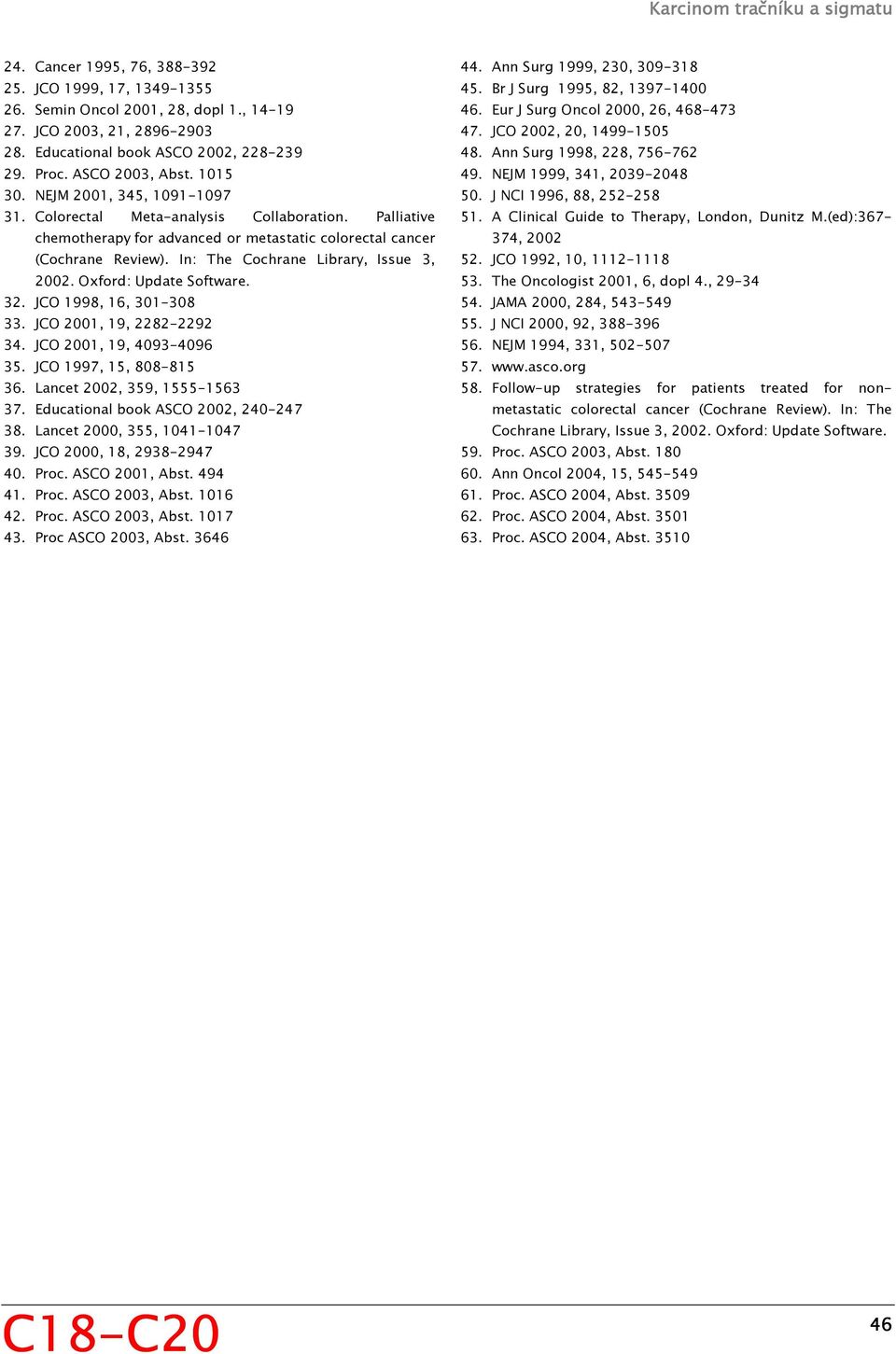 In: The Cochrane Library, Issue 3, 2002. Oxford: Update Software. 32. JCO 1998, 16, 301-308 33. JCO 2001, 19, 2282-2292 34. JCO 2001, 19, 4093-4096 35. JCO 1997, 15, 808-815 36.