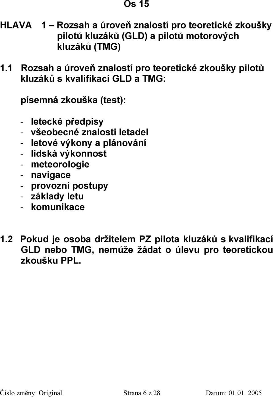 všeobecné znalosti letadel - letové výkony a plánování - lidská výkonnost - meteorologie - navigace - provozní postupy - základy letu -