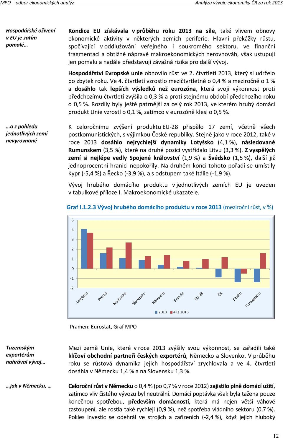 Hlavní překážky růstu, spočívající v oddlužování veřejného i soukromého sektoru, ve finanční fragmentaci a obtížné nápravě makroekonomických nerovnováh, však ustupují jen pomalu a nadále představují