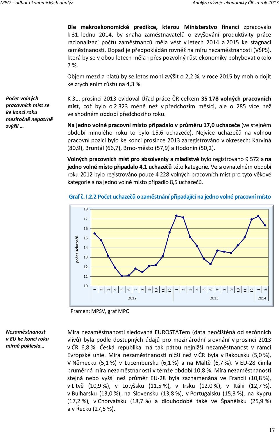 Dopad je předpokládán rovněž na míru nezaměstnanosti (VŠPS), která by se v obou letech měla i přes pozvolný růst ekonomiky pohybovat okolo 7 %.