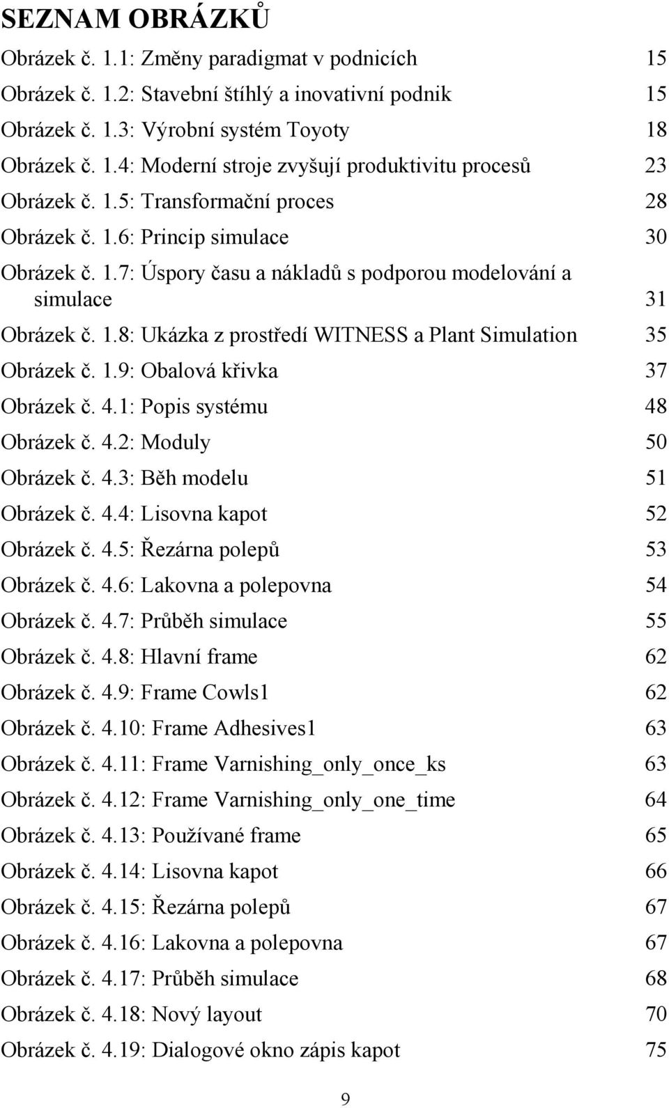 1.9: Obalová křivka 37 Obrázek č. 4.1: Popis systému 48 Obrázek č. 4.2: Moduly 50 Obrázek č. 4.3: Běh modelu 51 Obrázek č. 4.4: Lisovna kapot 52 Obrázek č. 4.5: Řezárna polepů 53 Obrázek č. 4.6: Lakovna a polepovna 54 Obrázek č.