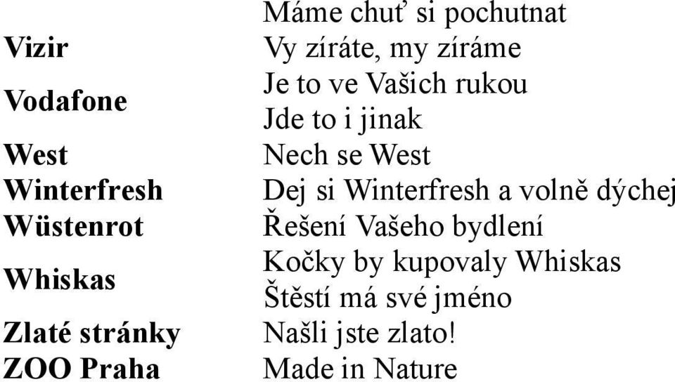 jinak Nech se West Dej si Winterfresh a volně dýchej Řešení Vašeho bydlení