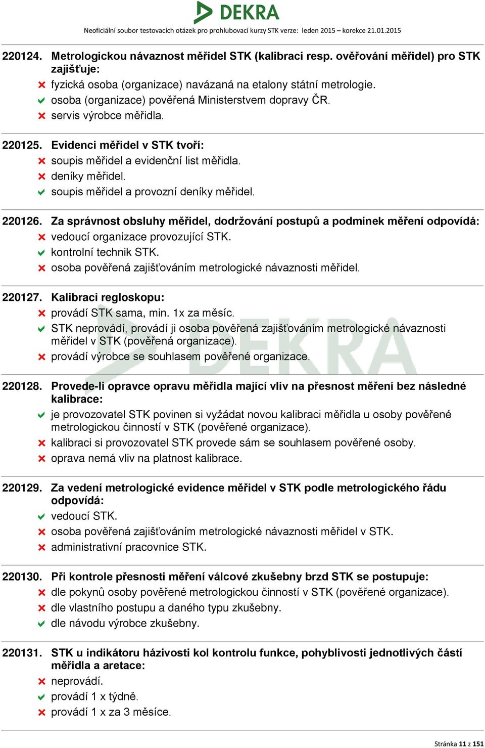 soupis měřidel a provozní deníky měřidel. 220126. Za správnost obsluhy měřidel, dodržování postupů a podmínek měření odpovídá: vedoucí organizace provozující STK. kontrolní technik STK.