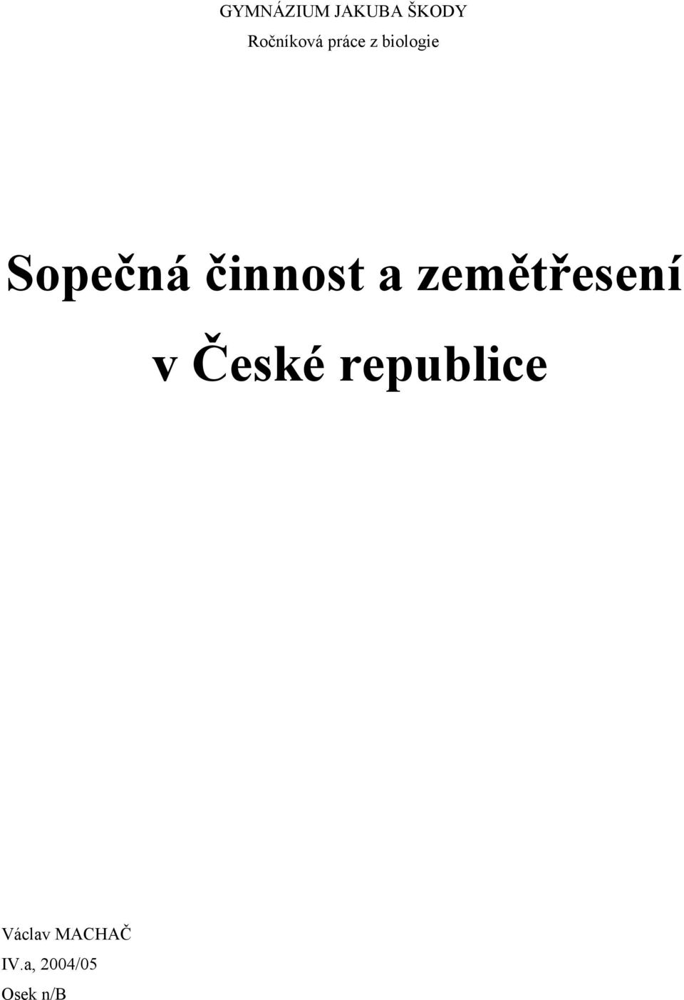 a zemětřesení v České republice