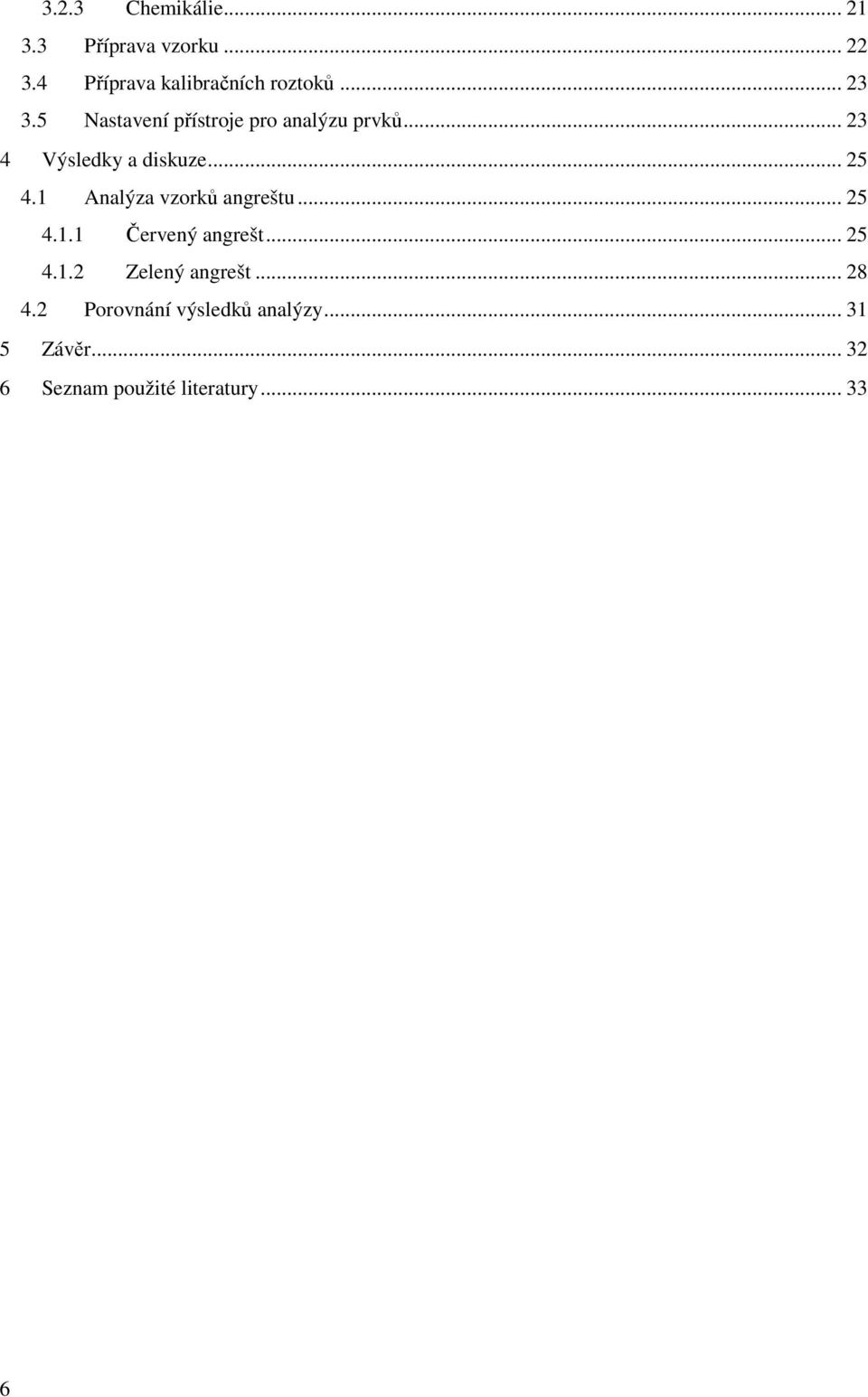 1 Analýza vzorků angreštu... 25 4.1.1 Červený angrešt... 25 4.1.2 Zelený angrešt.