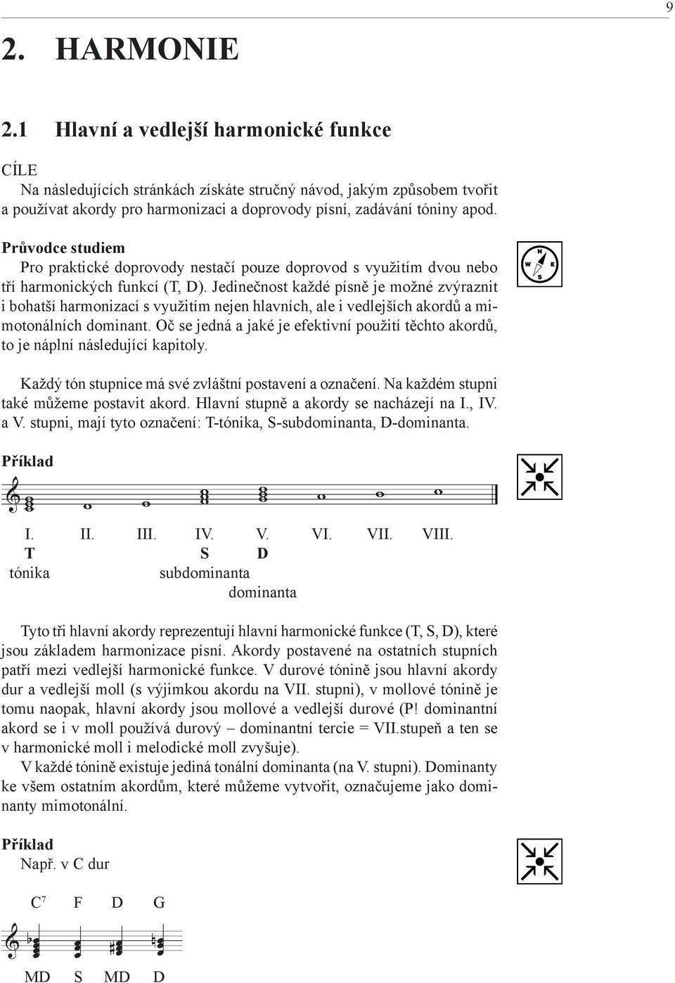 Průvodce studiem Pro praktické doprovody nestačí pouze doprovod s využitím dvou nebo tří harmonických funkcí (T, D).