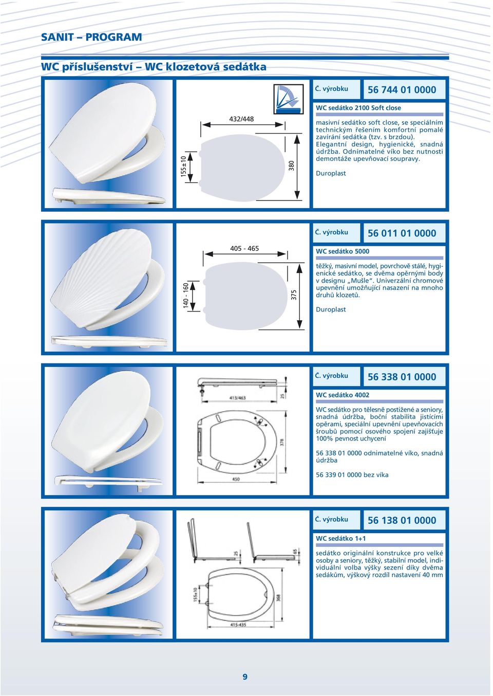 Elegantní design, hygienické, snadná údržba. Odnímatelné víko bez nutnosti demontáže upevňovací soupravy. Duroplast Č.