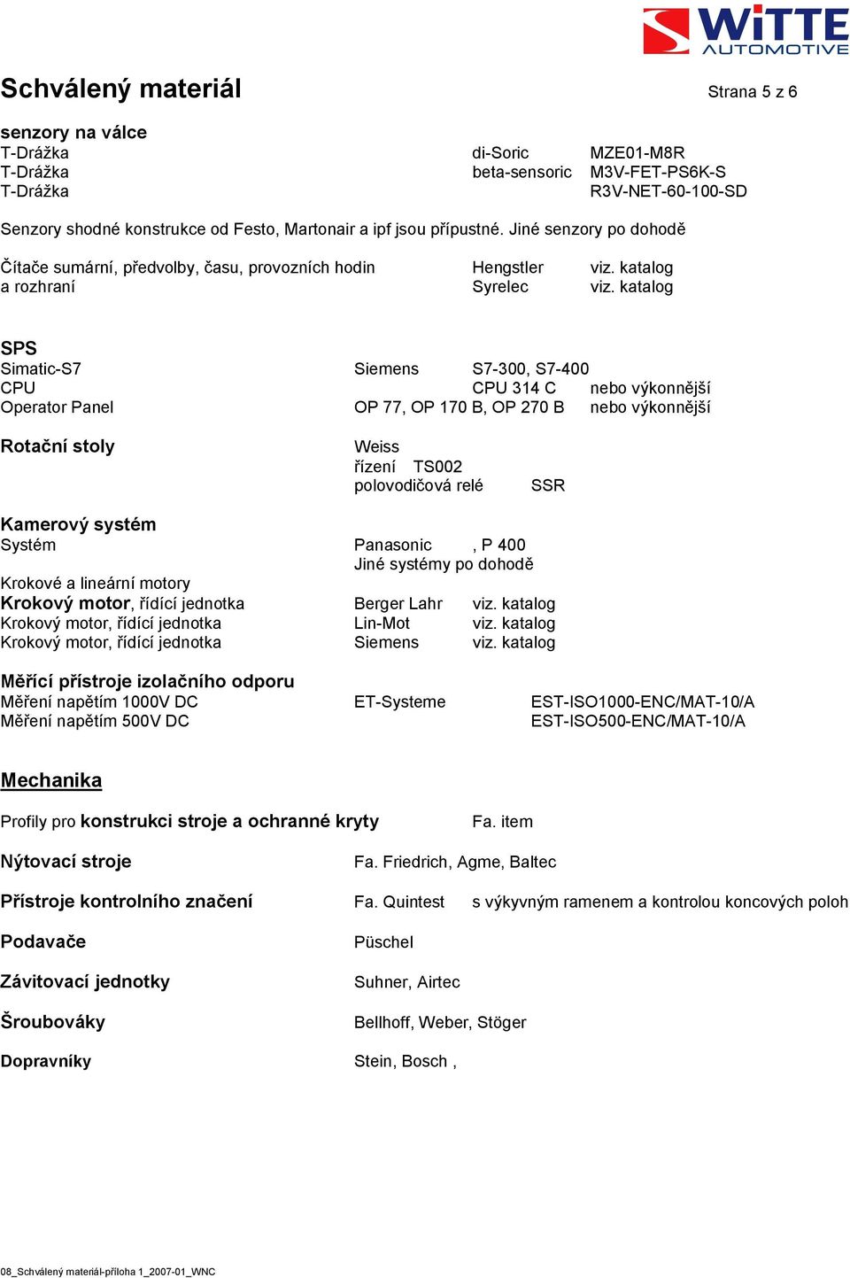 Jiné senzory po dohodě Čítače sumární, předvolby, času, provozních hodin Hengstler a rozhraní Syrelec SPS Simatic-S7 Siemens S7-300, S7-400 CPU CPU 314 C nebo výkonnější Operator Panel OP 77, OP 170