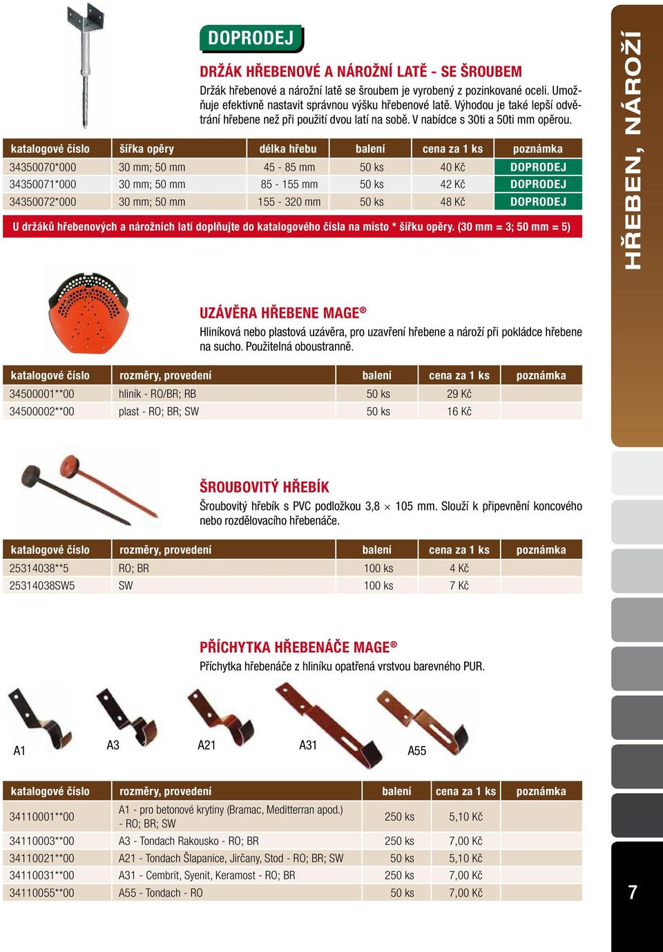 katalogové číslo šířka opěry délka hřebu balení cena za 1 ks poznámka 34350070*000 30 mm; 50 mm 45-85 mm 50 ks 40 Kč DOPRODEJ 34350071*000 30 mm; 50 mm 85-155 mm 50 ks 42 Kč DOPRODEJ 34350072*000 30