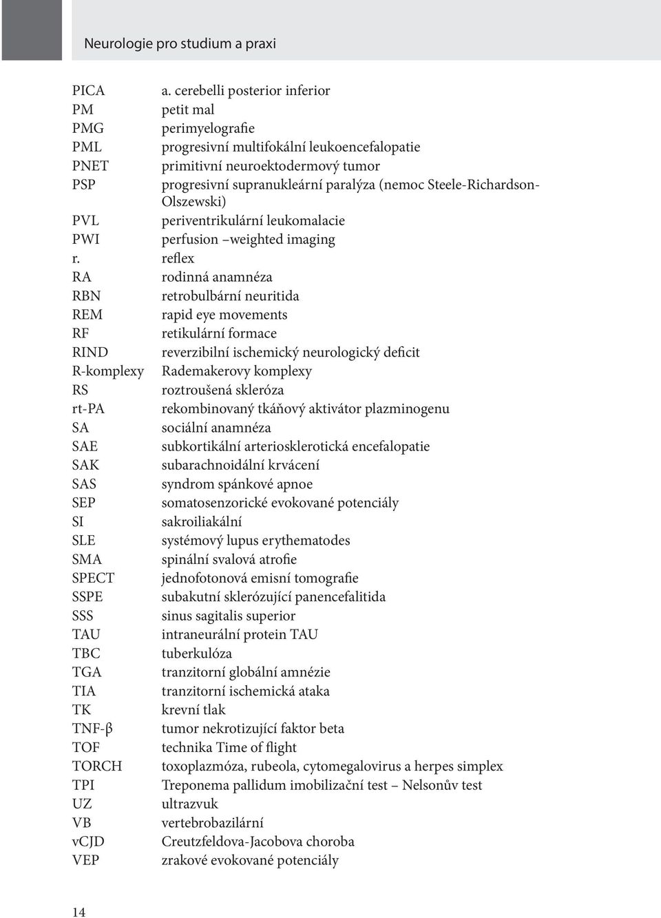 Steele-Richardson- Olszewski) PVL periventrikulární leukomalacie PWI perfusion weighted imaging r.