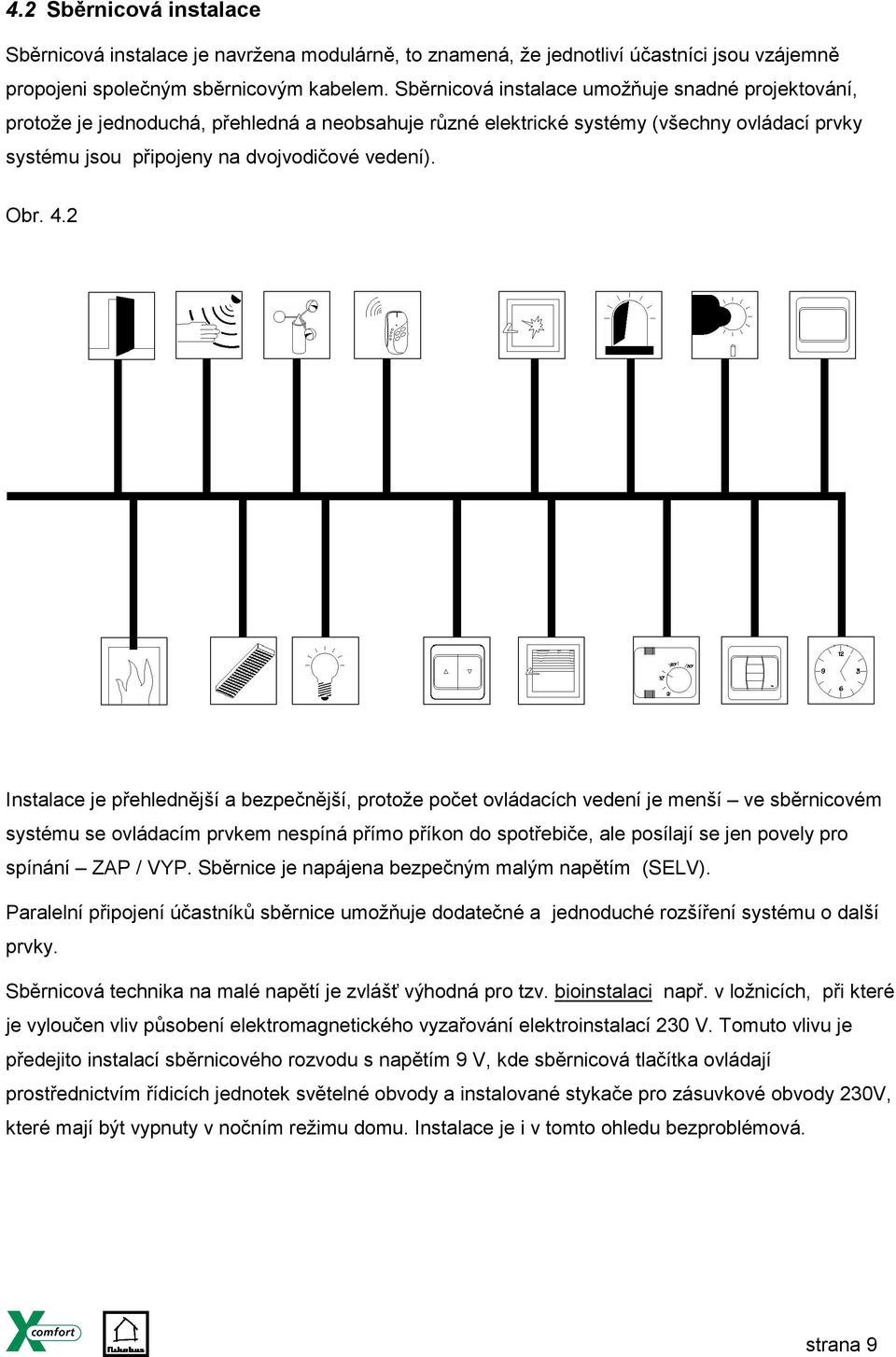 4.2 Instalace je přehlednější a bezpečnější, protože počet ovládacích vedení je menší ve sběrnicovém systému se ovládacím prvkem nespíná přímo příkon do spotřebiče, ale posílají se jen povely pro