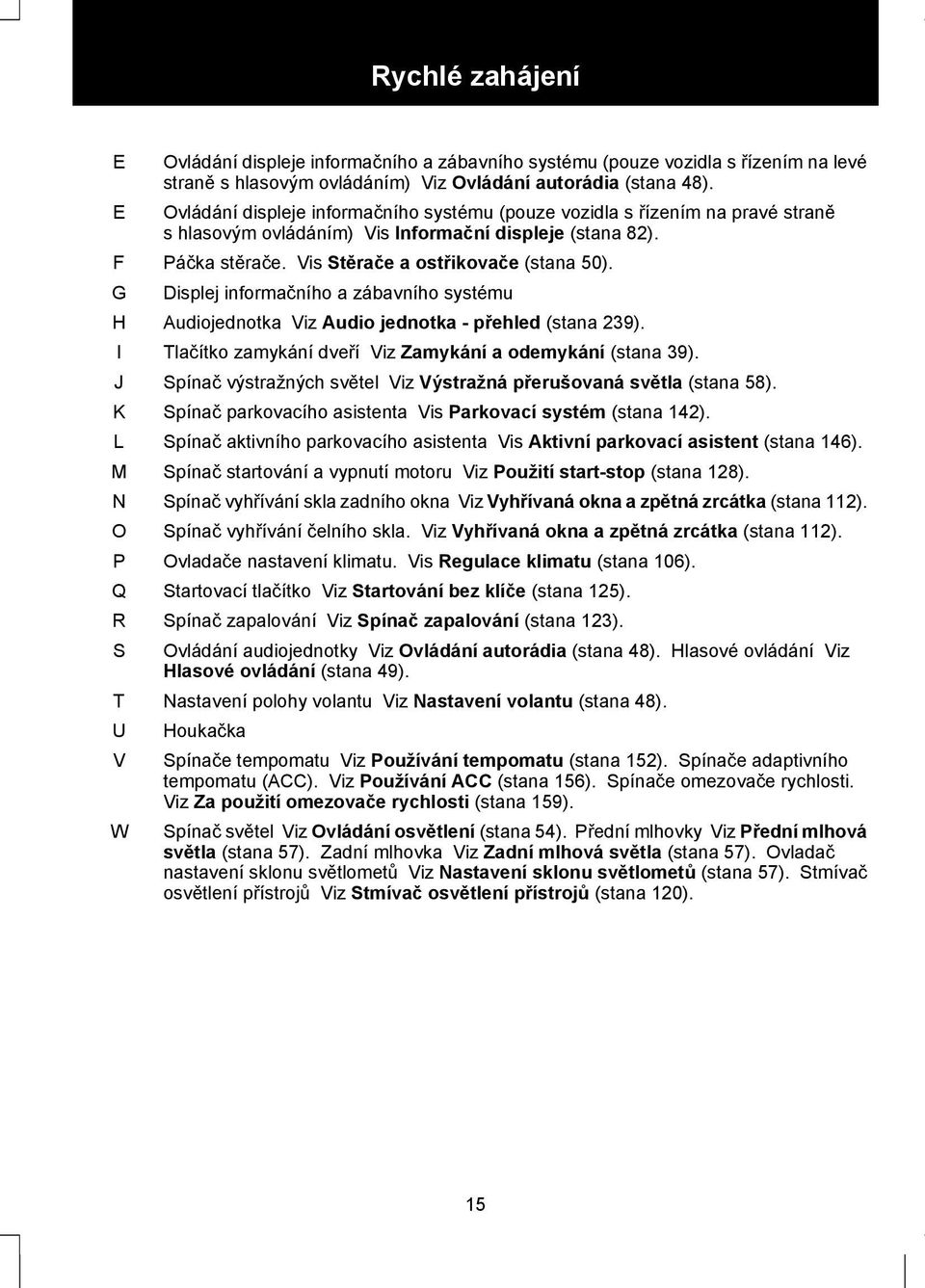 Displej informačního a zábavního systému Audiojednotka Viz Audio jednotka - přehled (stana 239). Tlačítko zamykání dveří Viz Zamykání a odemykání (stana 39).