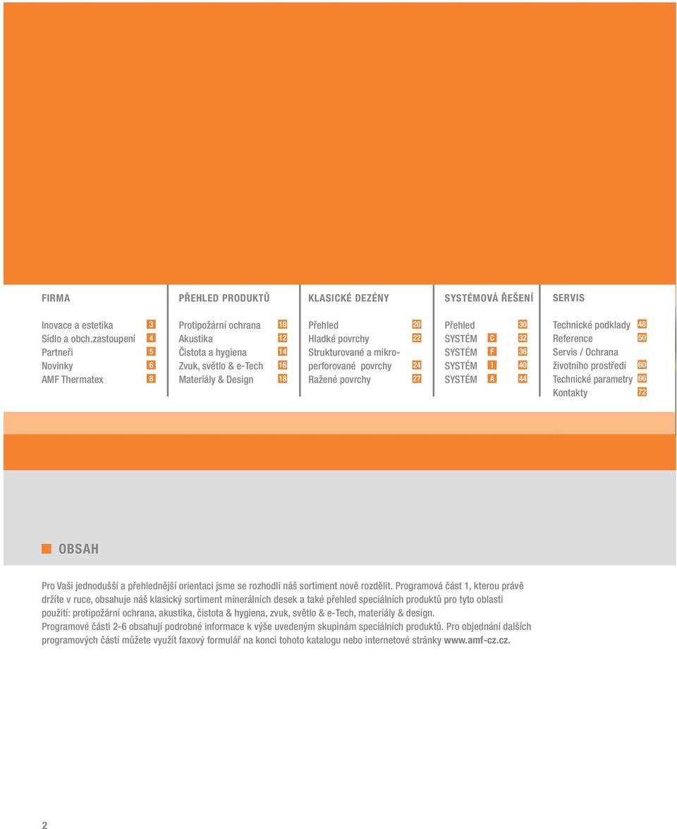 mikroperforované povrchy 24 Ražené povrchy 27 Přehled 30 SySTém C 32 SySTém F 36 SySTém I 40 SySTém A 44 Technické podklady 48 Reference 50 Servis / Ochrana životního prostředí 60 Technické parametry