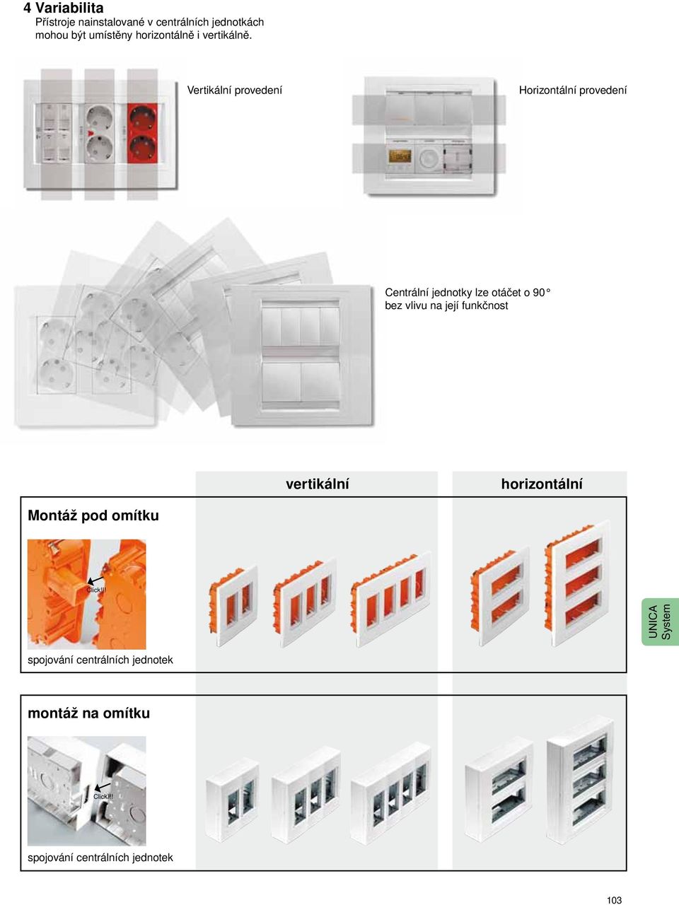 Vertikální provedení Horizontální provedení Centrální jednotky lze otáčet o 90 bez vlivu na