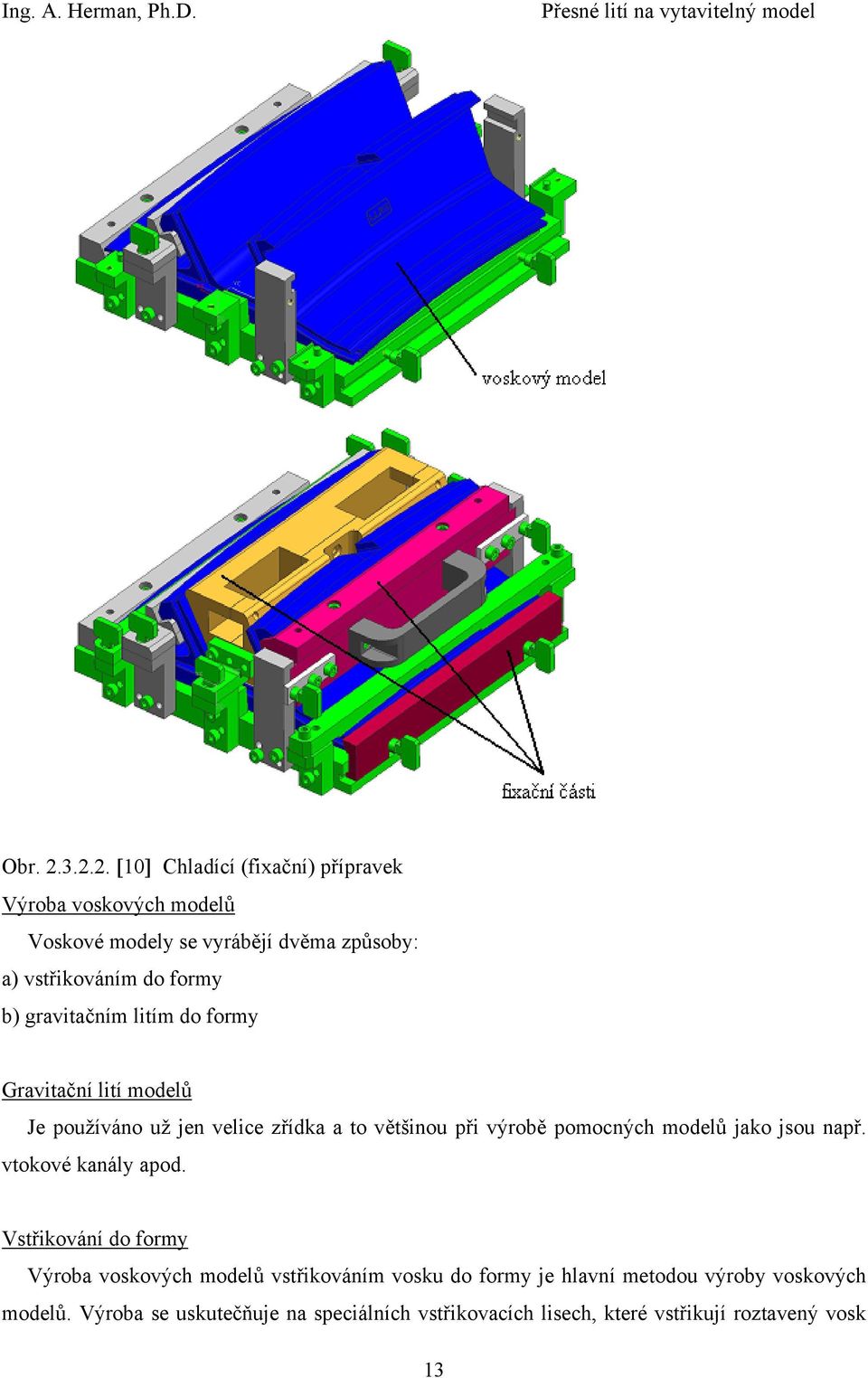 formy b) gravitačním litím do formy Gravitační lití modelů Je používáno už jen velice zřídka a to většinou při výrobě pomocných