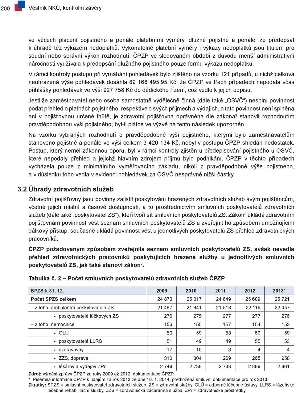 ČPZP ve sledovaném období z důvodu menší administrativní náročnosti využívala k předepsání dlužného pojistného pouze formu výkazu nedoplatků.