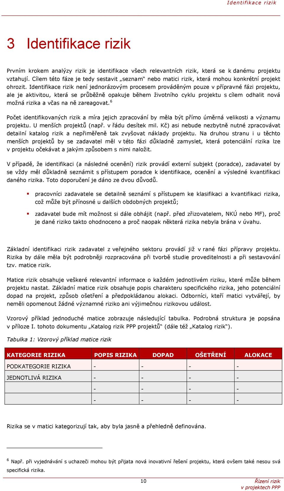 Identifikace rizik není jednorázovým procesem prováděným pouze v přípravné fázi projektu, ale je aktivitou, která se průběžně opakuje během životního cyklu projektu s cílem odhalit nová možná rizika