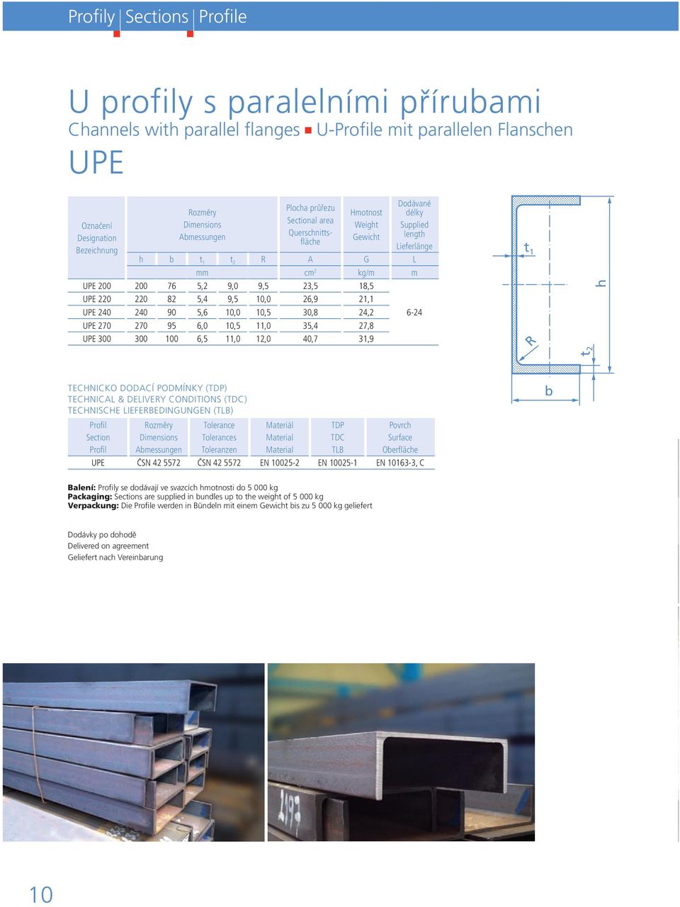 UPE 240 240 90 5,6 10,0 10,5 30,8 24,2 UPE 270 270 95 6,0 10,5 11,0 35,4 27,8 UPE 300 300 100 6,5 11,0 12,0 40,7 31,9 6-24 t 1 R t 2 h TECHNICKO DODACÍ PODMÍNKY (TDP) TECHNICAL & DELIVERY CONDITIONS