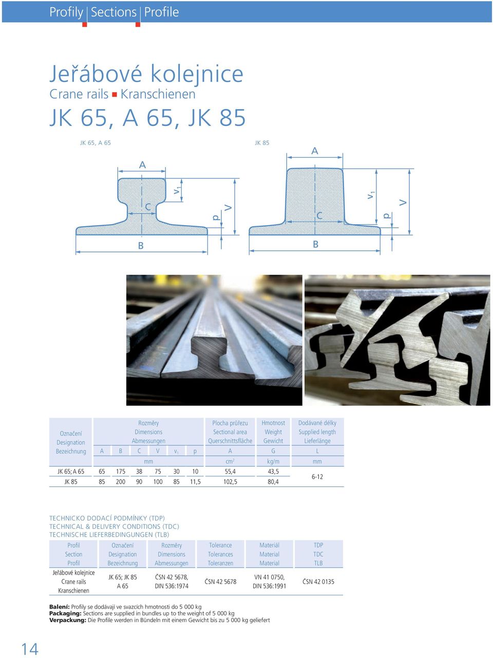 80,4 6-12 TECHNICKO DODACÍ PODMÍNKY (TDP) TECHNICAL & DELIVERY CONDITIONS (TDC) TECHNISCHE LIEFERBEDINGUNGEN (TLB) Section Označení Designation Bezeichnung Tolerance Tolerances Toleranzen Materiál