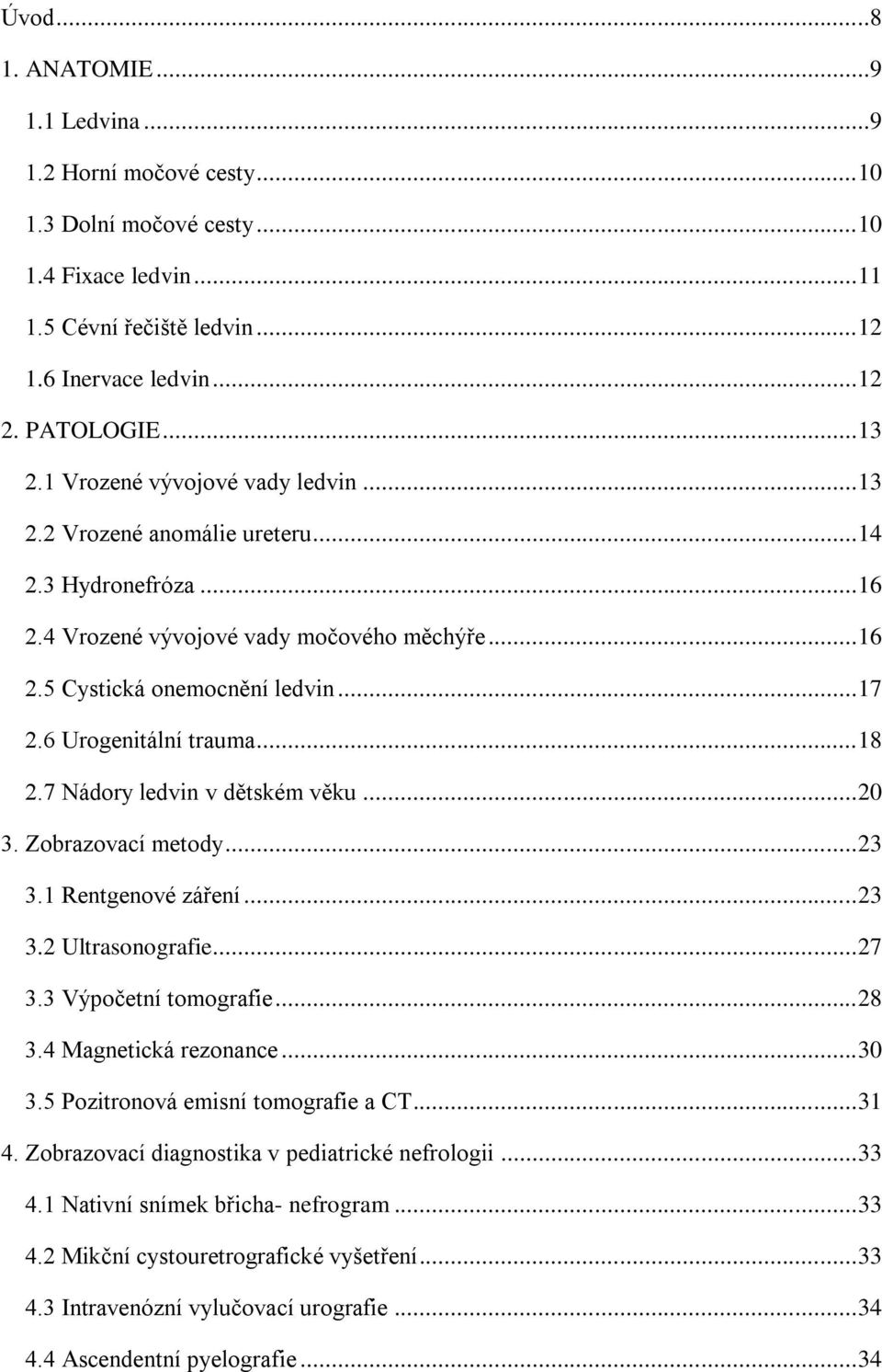 6 Urogenitální trauma... 18 2.7 Nádory ledvin v dětském věku... 20 3. Zobrazovací metody... 23 3.1 Rentgenové záření... 23 3.2 Ultrasonografie... 27 3.3 Výpočetní tomografie... 28 3.