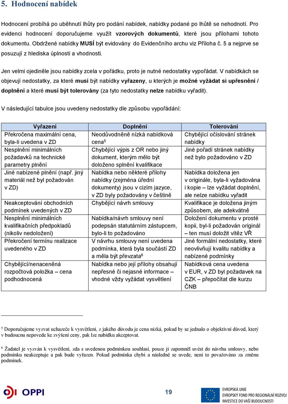 5 a nejprve se posuzují z hlediska úplnosti a vhodnosti. Jen velmi ojediněle jsou nabídky zcela v pořádku, proto je nutné nedostatky vypořádat.