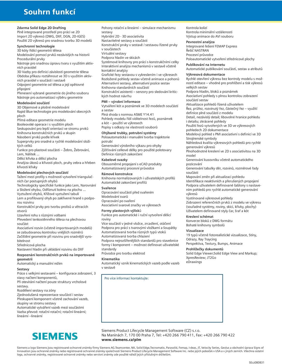 závislostí geometrie tělesa Obdoba příkazu roztáhnout ve 3D s využitím aktivních pravidel v součásti i sestavě Odpojení geometrie od tělesa a její opětovné připojení Přenesení vybrané geometrie do