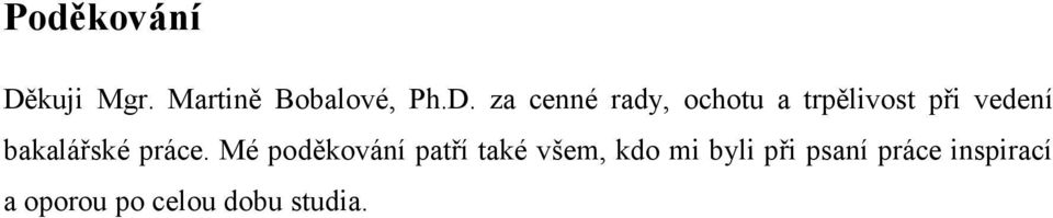 za cenné rady, ochotu a trpělivost při vedení