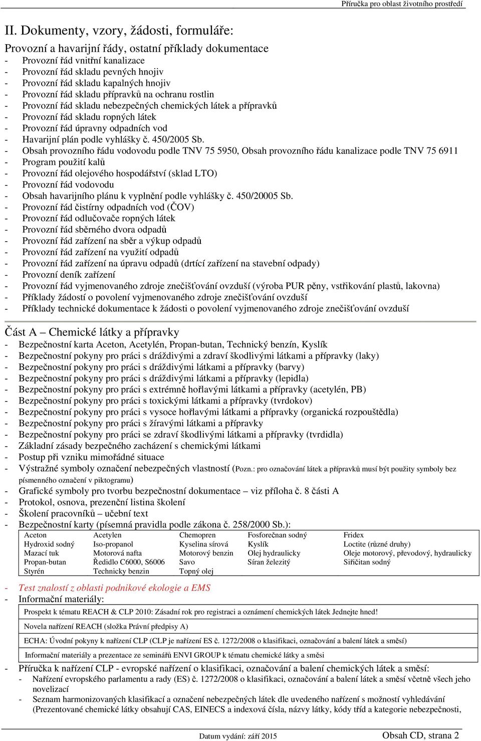 odpadních vod - Havarijní plán podle vyhlášky č. 450/2005 Sb.