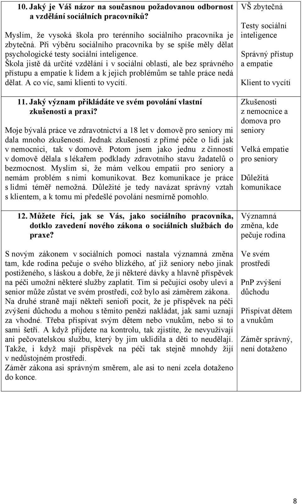 Škola jistě dá určité vzdělání i v sociální oblasti, ale bez správného přístupu a empatie k lidem a k jejich problémům se tahle práce nedá dělat. A co víc, sami klienti to vycítí. 11.