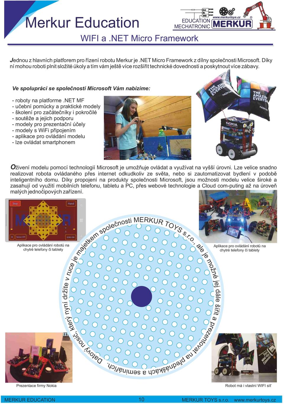net MF - učební pomůcky a praktické modely - školení pro začátečníky i pokročilé - soutěže a jejich podporu - modely pro prezentační účely - modely s WiFi připojením - aplikace pro ovládání modelu -