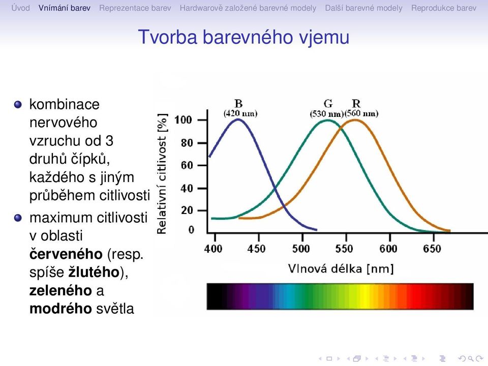 průběhem citlivosti maximum citlivosti v