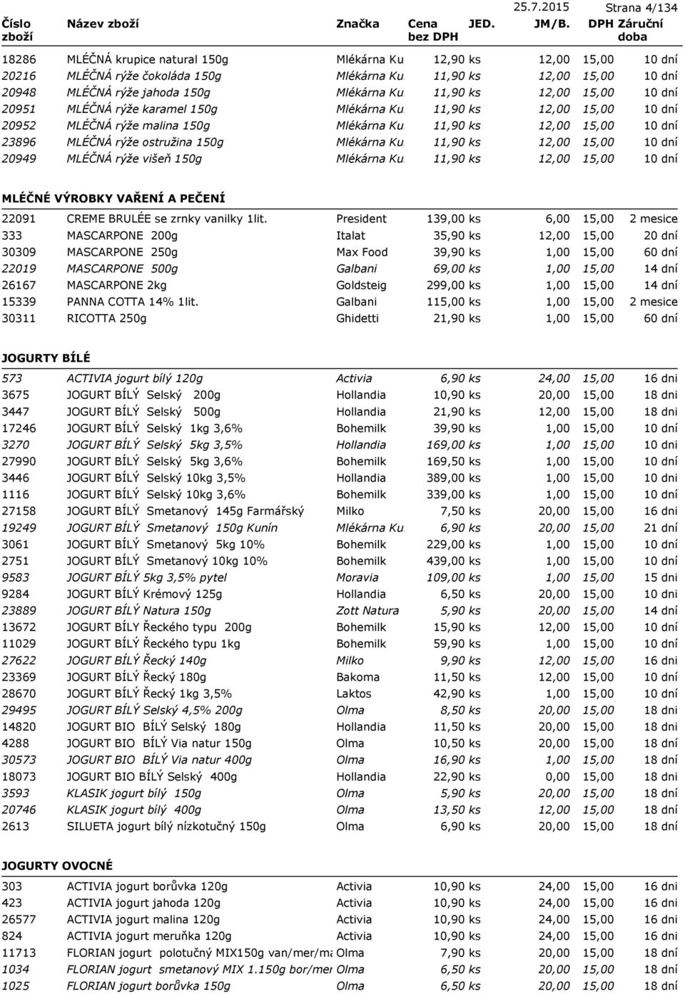 12,00 20951 MLÉČNÁ rýže karamel 150g Mlékárna Kunín 11,90 ks 12,00 20952 MLÉČNÁ rýže malina 150g Mlékárna Kunín 11,90 ks 12,00 23896 MLÉČNÁ rýže ostružina 150g Mlékárna Kunín 11,90 ks 12,00 20949