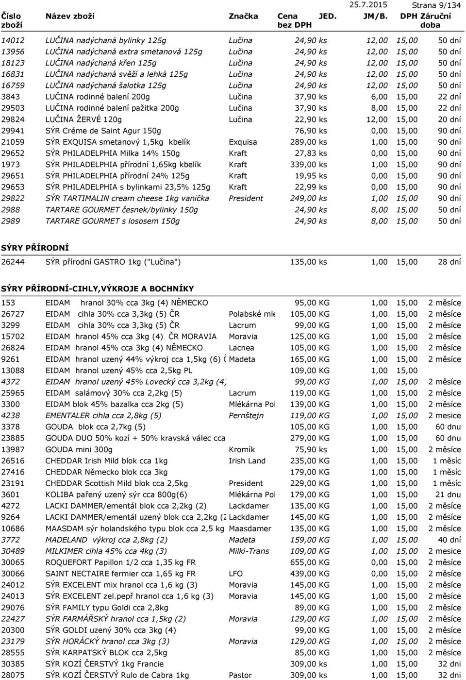 16831 LUČINA nadýchaná svěží a lehká 125g Lučina 24,90 ks 12,00 16759 LUČINA nadýchaná šalotka 125g Lučina 24,90 ks 12,00 3843 LUČINA rodinné balení 200g Lučina 37,90 ks 6,00 29503 LUČINA rodinné