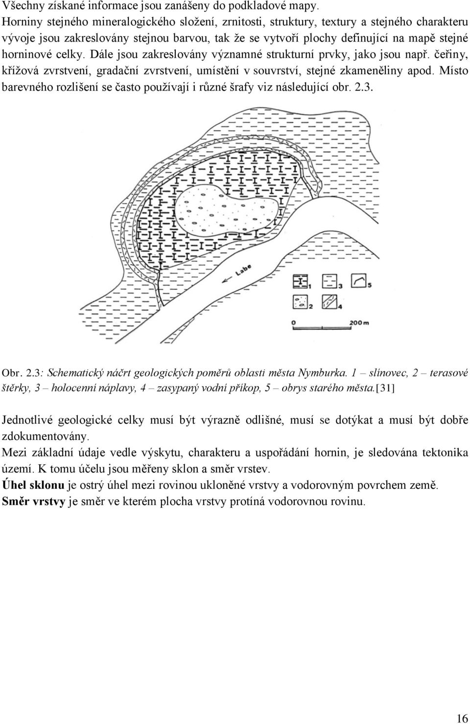 celky. Dále jsou zakreslovány významné strukturní prvky, jako jsou např. čeřiny, křížová zvrstvení, gradační zvrstvení, umístění v souvrství, stejné zkameněliny apod.