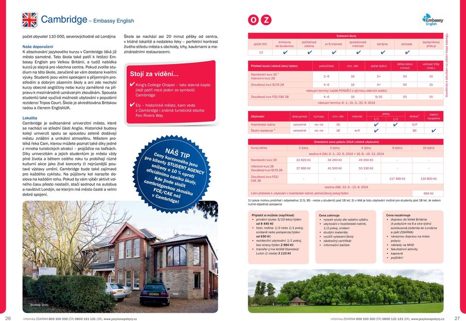 Studenti jsou velmi seni s příjemným prostředím a dobrým zázemím školy a ani zde nechybí kurzy obecné angličtiny nebo kurzy zaměřené na přípravu k mezinárodně uznávaným zkouškám.