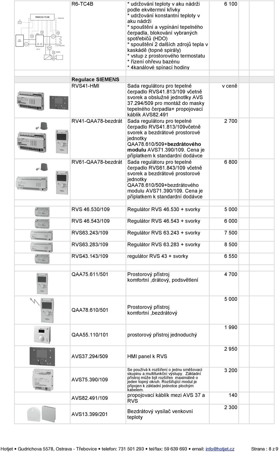 hodiny Sada regulátoru pro tepelné čerpadlo RVS41.813/109 včetně svorek a obslužné jednotlky AVS 37.294/509 pro montáž do masky tepelného čerpadla+ propojovací káblík AVS82.