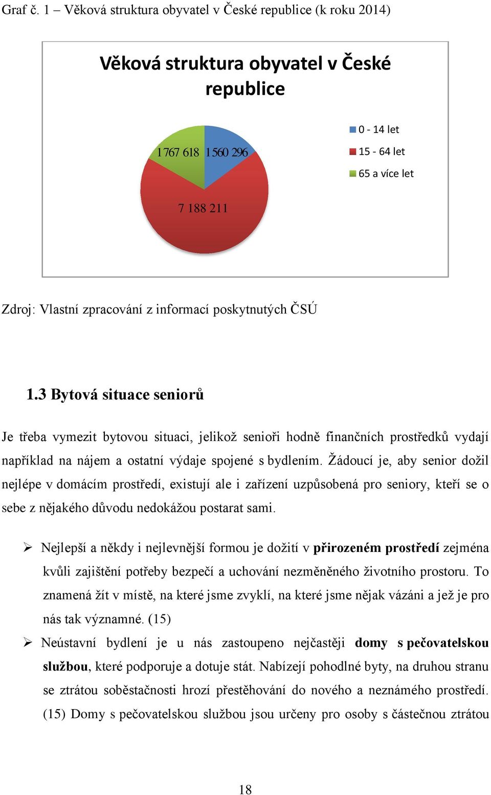 informací poskytnutých ČSÚ 1.3 Bytová situace seniorů Je třeba vymezit bytovou situaci, jelikoţ senioři hodně finančních prostředků vydají například na nájem a ostatní výdaje spojené s bydlením.