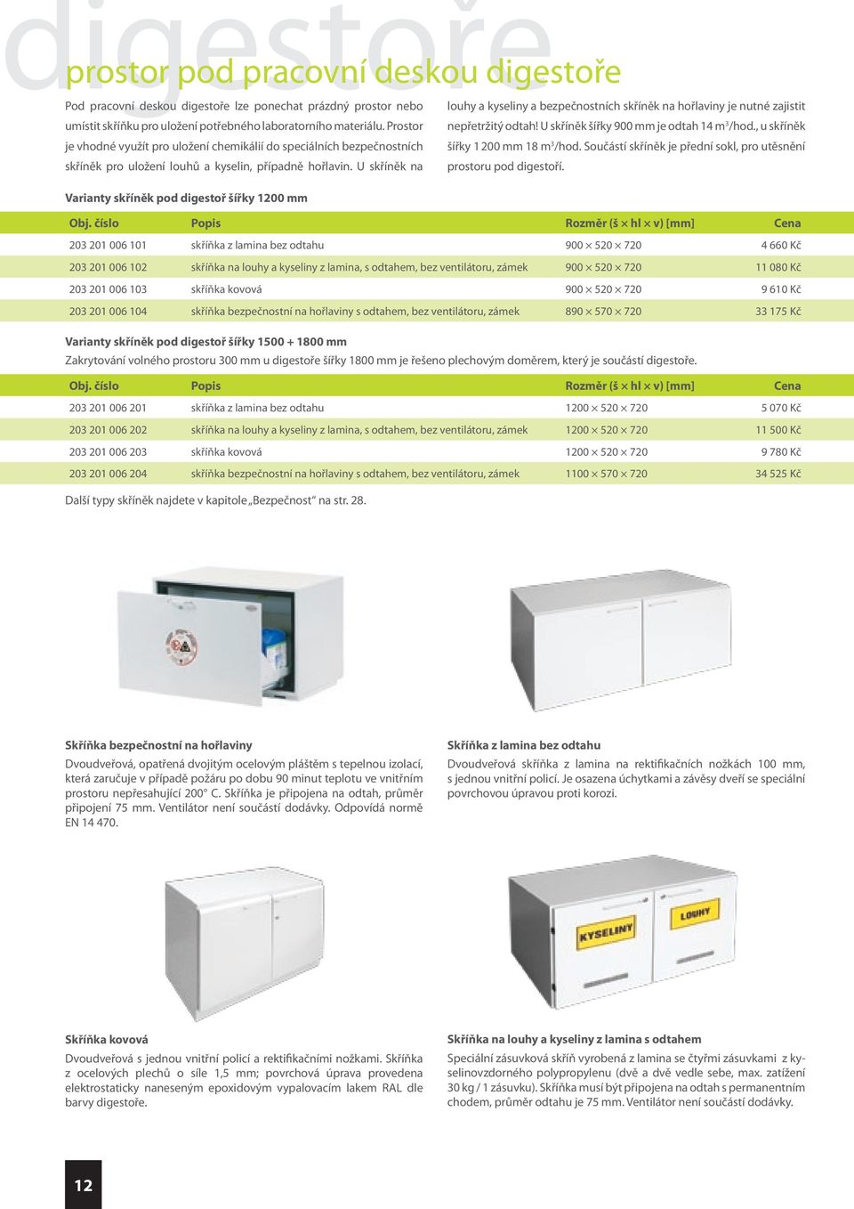 , u skříněk je vhodné využít pro uložení chemikálií do speciálních bezpečnostních šířky 1 200 mm 18 m 3 /hod.
