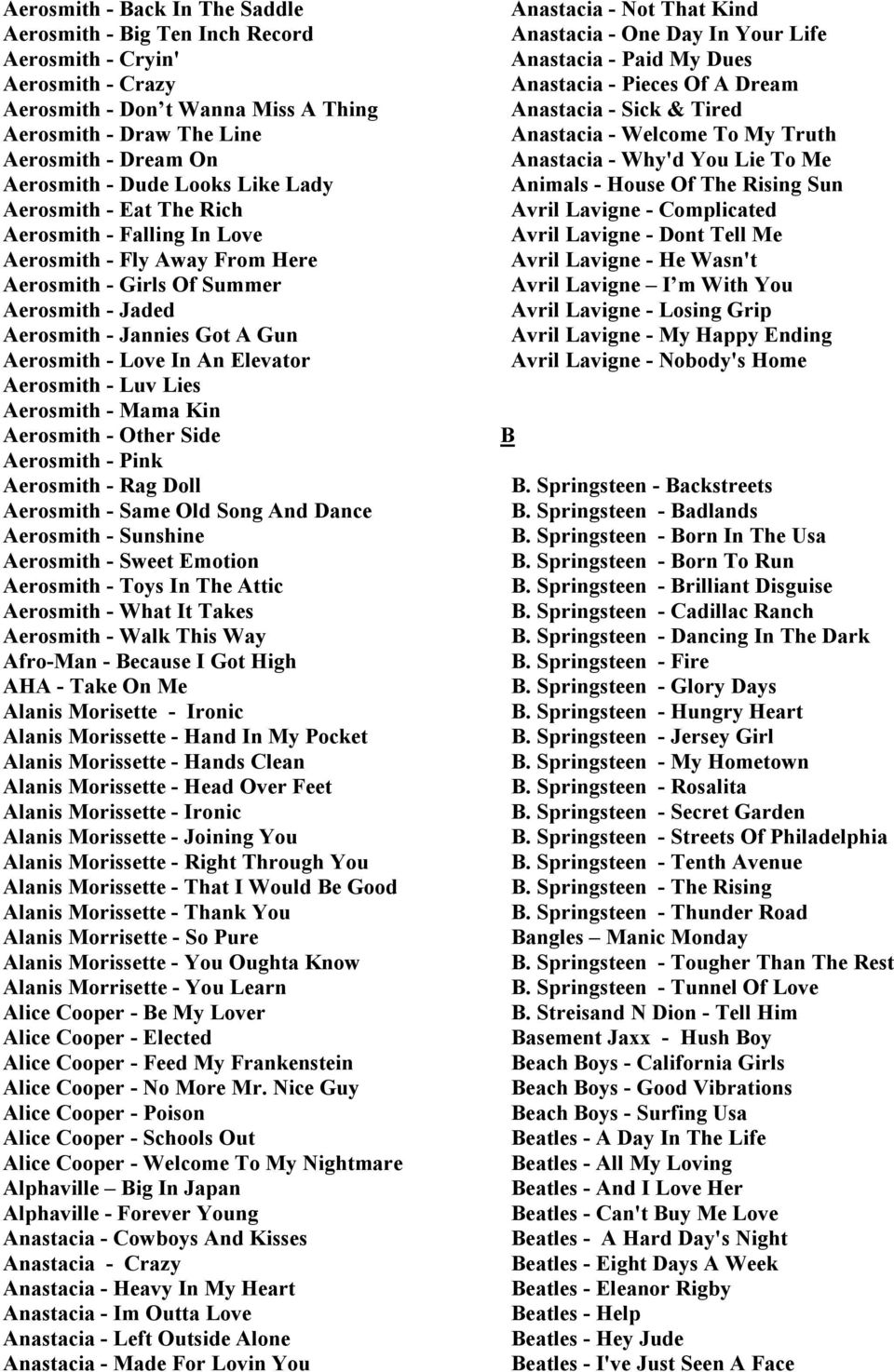 In An Elevator Aerosmith - Luv Lies Aerosmith - Mama Kin Aerosmith - Other Side Aerosmith - Pink Aerosmith - Rag Doll Aerosmith - Same Old Song And Dance Aerosmith - Sunshine Aerosmith - Sweet