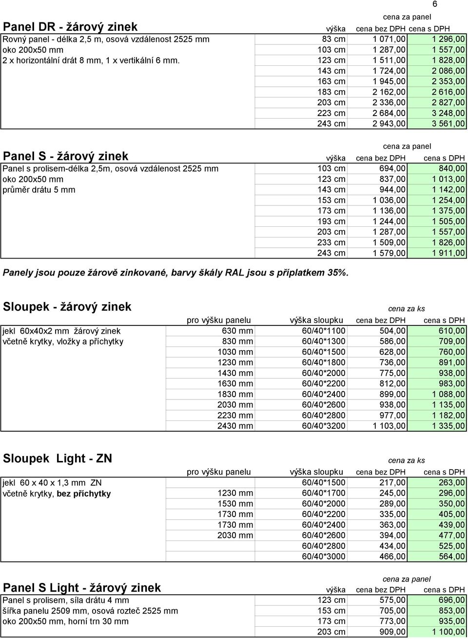 143 cm 1 724,00 2 086,00 163 cm 1 945,00 2 353,00 183 cm 2 162,00 2 616,00 203 cm 2 336,00 2 827,00 223 cm 2 684,00 3 248,00 243 cm 2 943,00 3 561,00 cena za panel 103 cm 694,00 840,00 123 cm 837,00